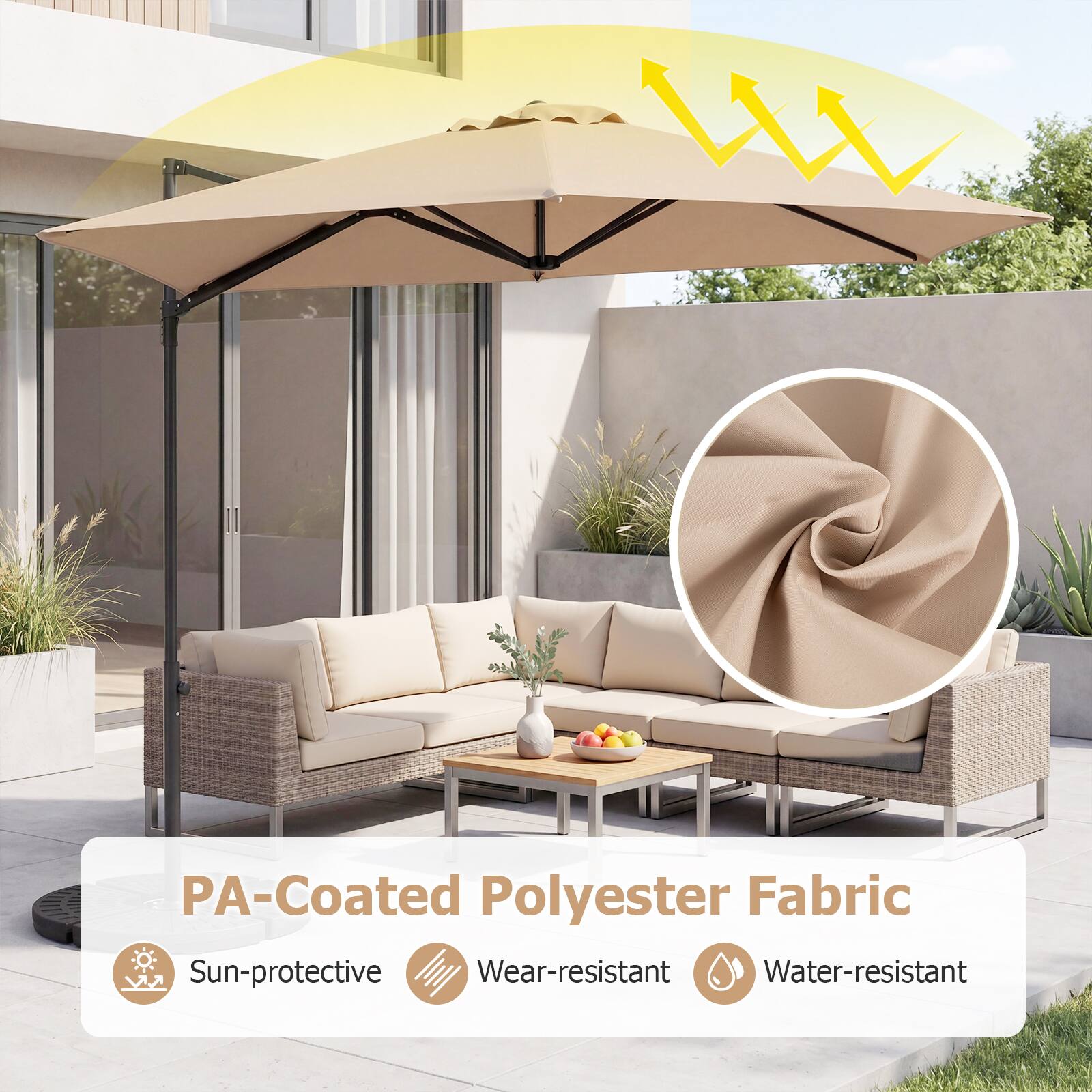 PA-Coated Polyester Fabric  
Sun-protective  
Wear-resistant  
Water-resistant