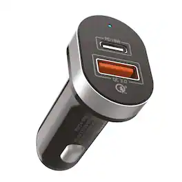Energizer - Dual-Port Car Charger with Type-C & USB Quick Charge 3.0 – 18W Fast Charging - Black