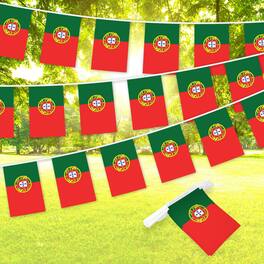 G128 - Portugal Flag Bunting Banner, 33 ft String with 38 Mini Flags (8.2 x 5.5 in) - Assorted Colors