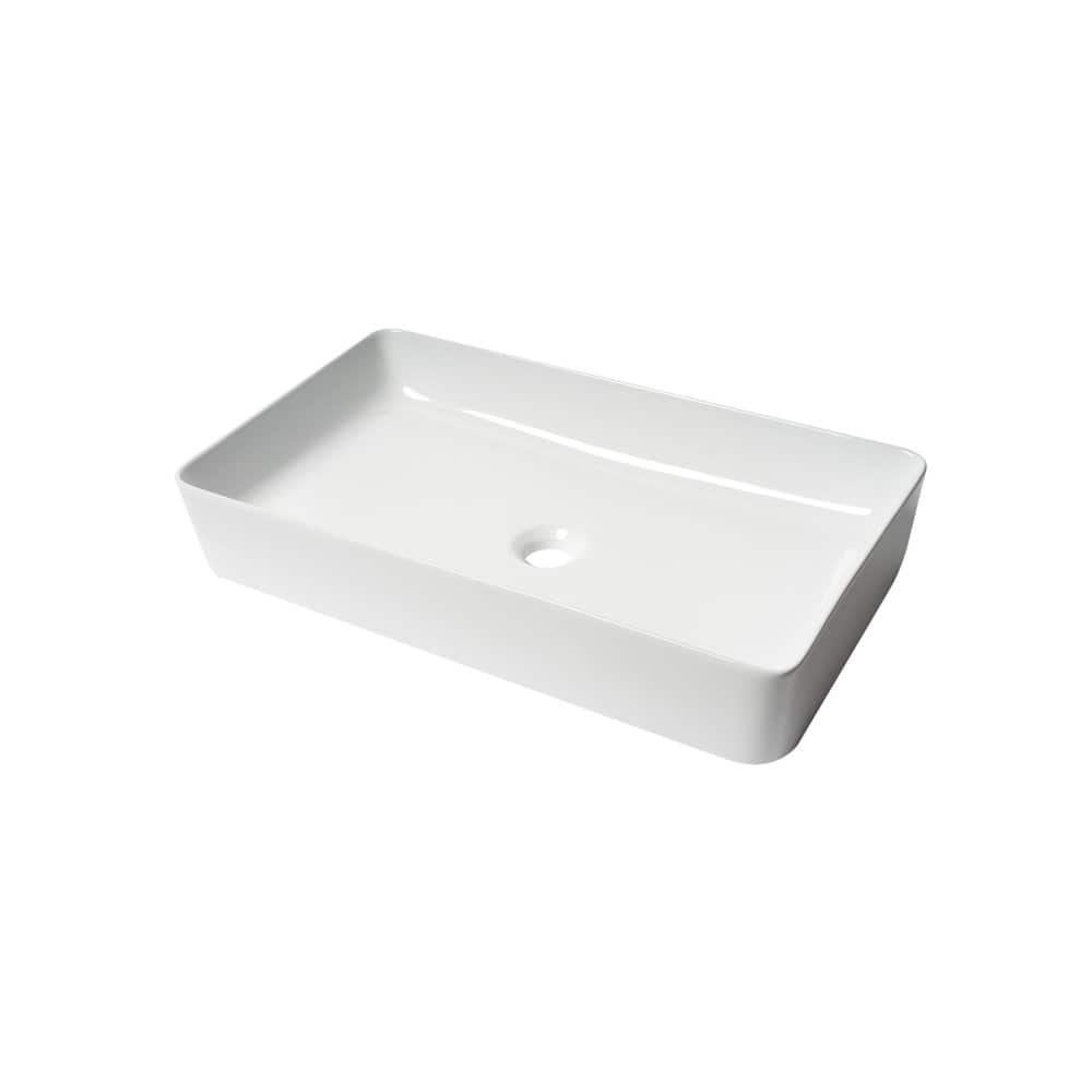 Alfi - 24" Modern Rectangular Above Mount Ceramic Sink - White