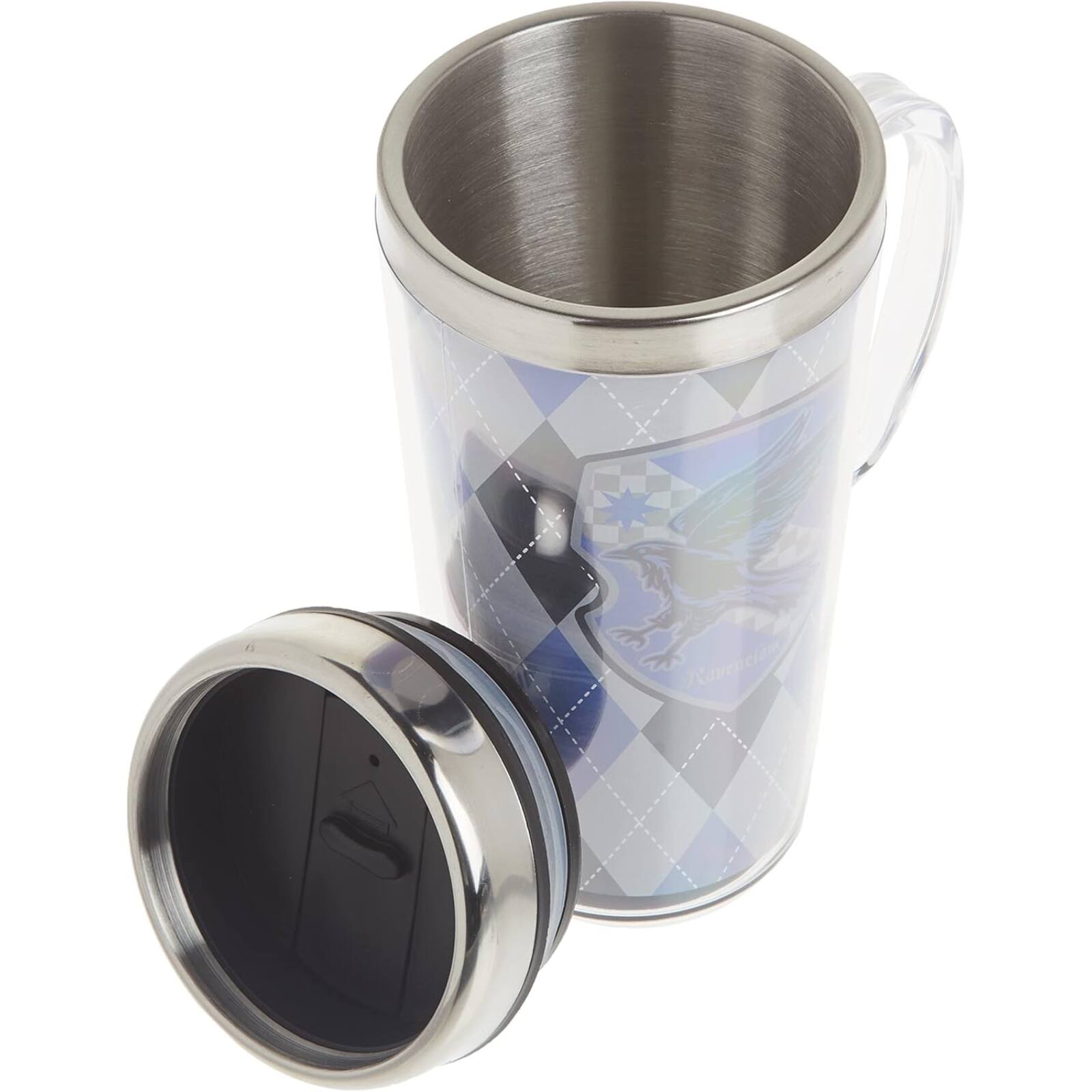 Angle. Spoontiques - Spoontiques Harry Potter Ravenclaw Double Walled Stainless and Acrylic Insulated Travel Mug 14 ounce - Multicolor.