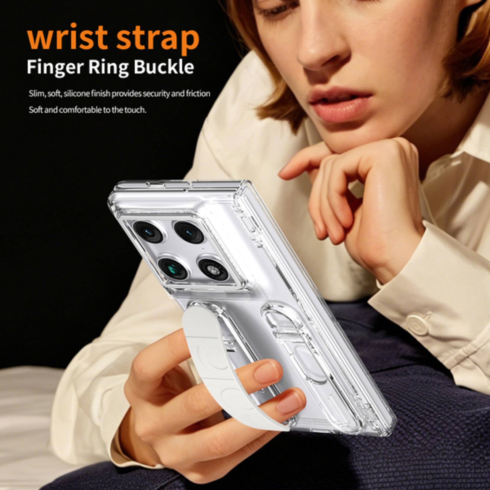 wrist strap Finger Ring Buckle Slim, soft, silicone finish provides security and friction Soft and comfortable to the touch.