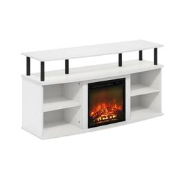 FurniFact - White open shelving, fireplace entertainment center - Solid White/Black