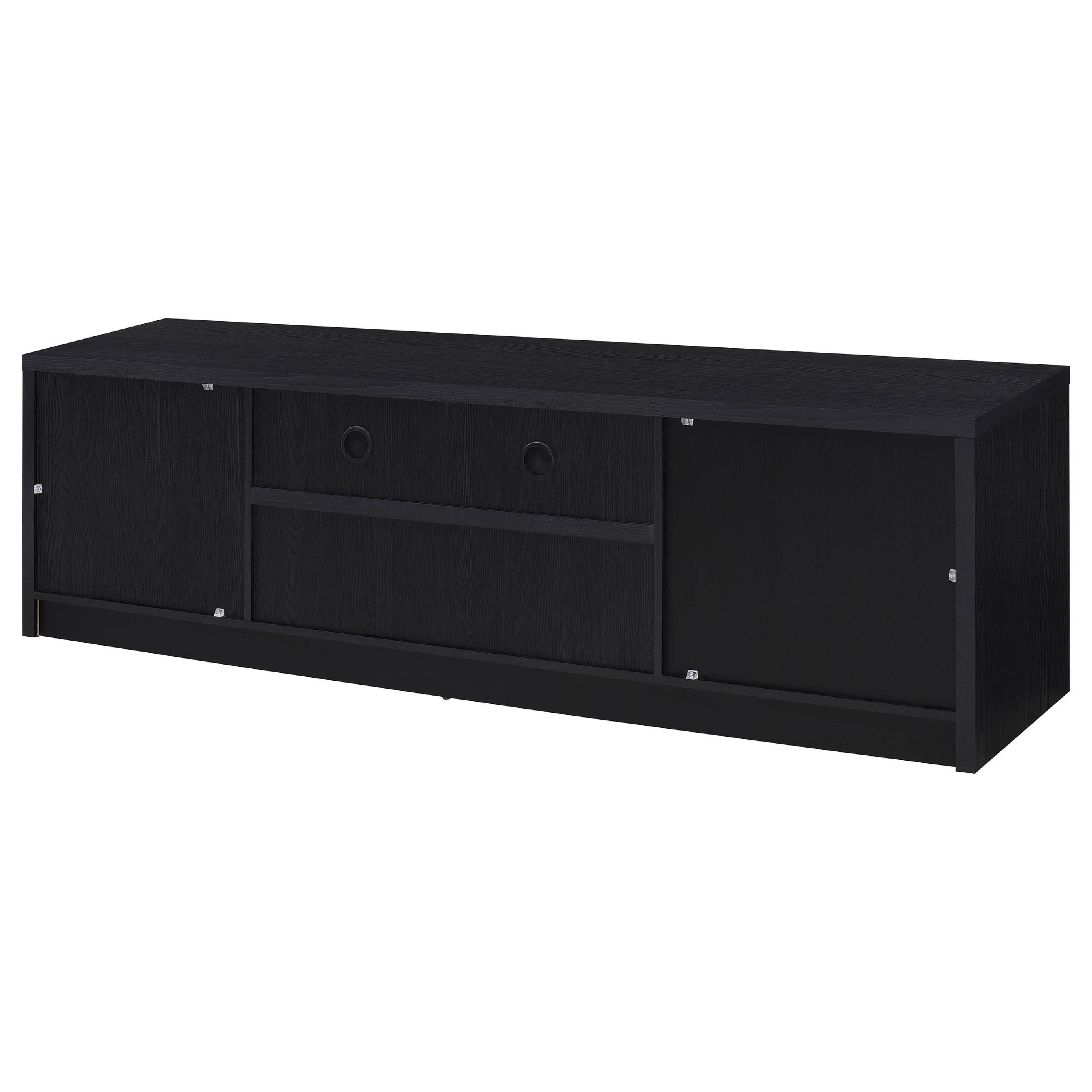 Alt View 3. Manhattan Lane - Winie TV Stand Media Console, 2 Doors and Drawers, Black Wood 78 Inch - Black.