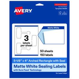 Avery - Avery® Sealing Labels, 5-1/8" x 4", Matte Paper, 150 Total - White