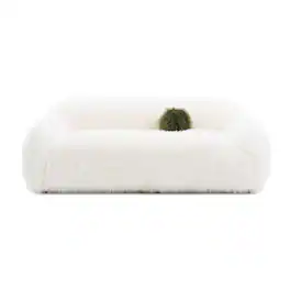 Vaczon - 3-Seater Plush Faux Fur Sofa with Soft Long Pile and Luxurious Comfort for Living Rooms or Apartments - White