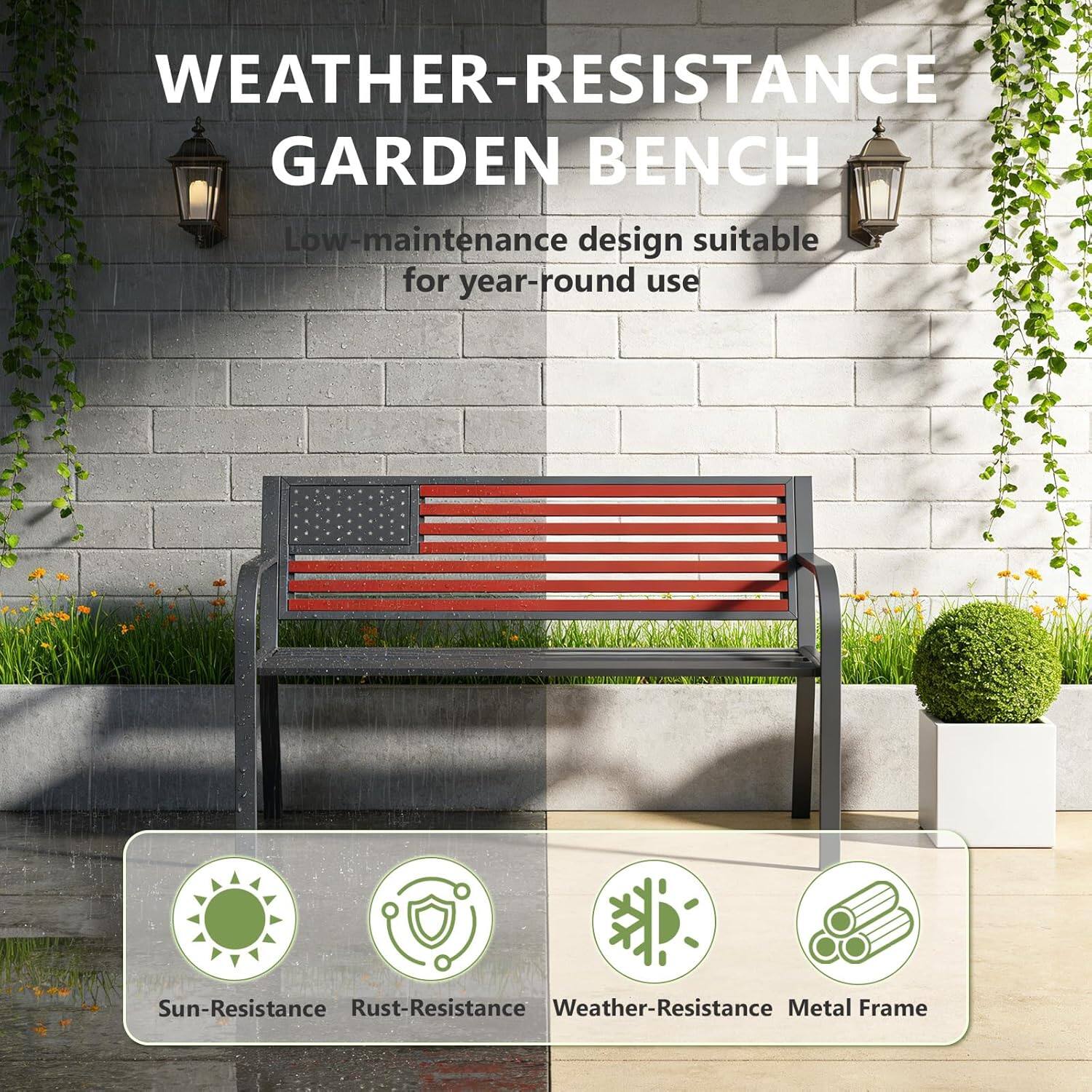 WEATHER-RESISTANCE GARDEN BENCH

Low-maintenance design suitable for year-round use

Sun-Resistance
Rust-Resistance
Weather-Resistance
Metal Frame
