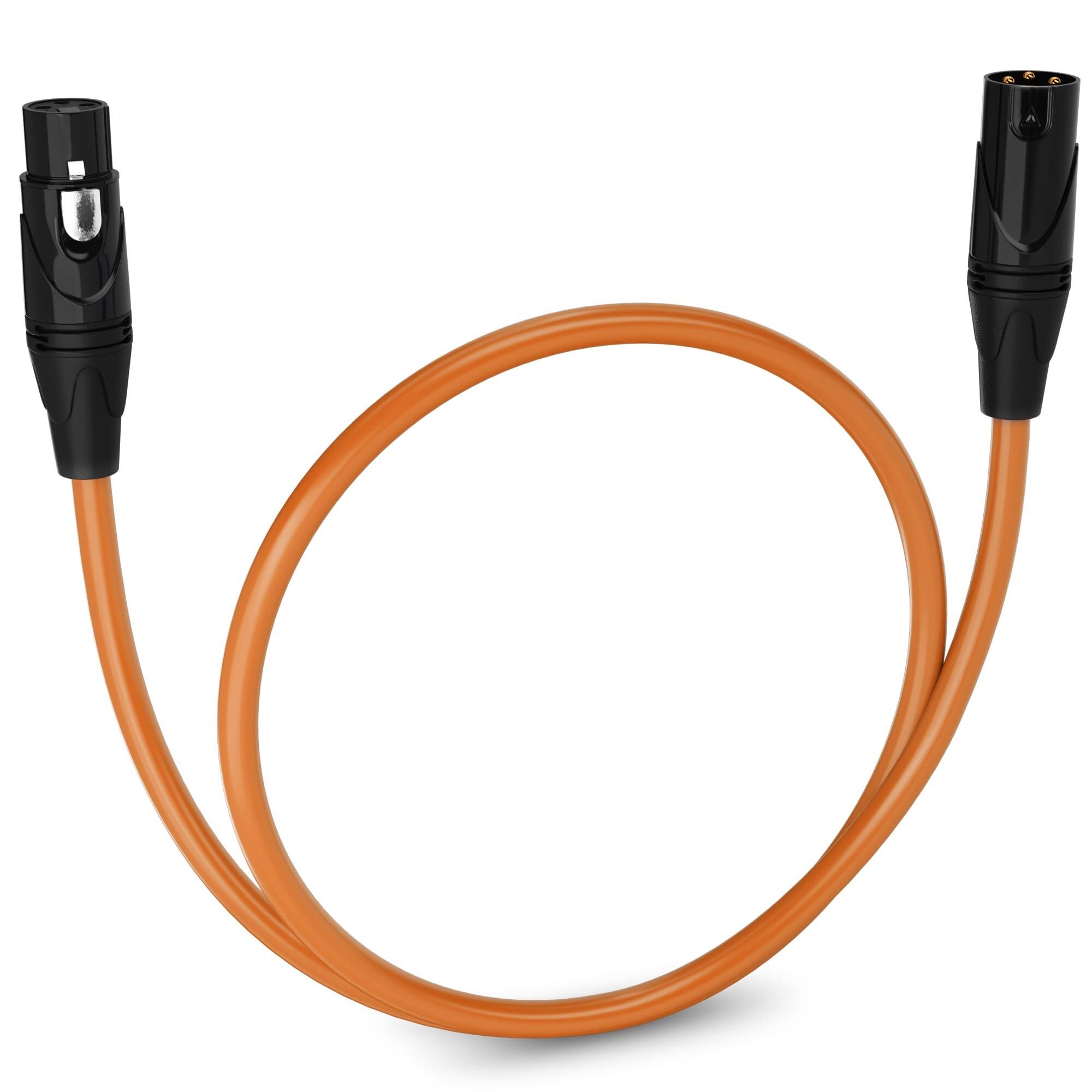 Front. Lyxpro - 1.5 ft Balanced XLR Cable, Male to Female, 3 Pin Microphone Cable - Orange.