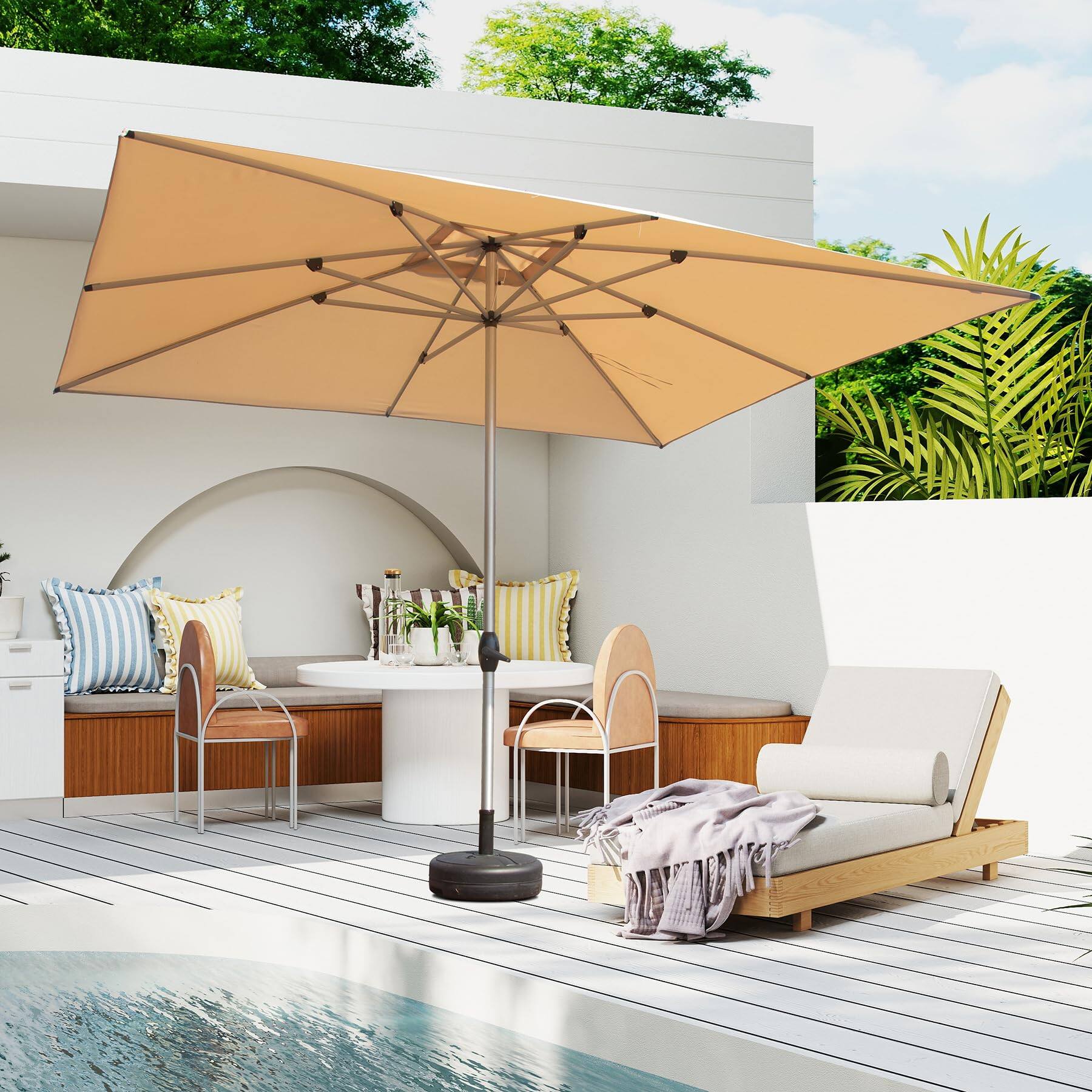 Alt View 1. Ecooso - Rectangle Patio Umbrella with Crank Lift(Base not included) - Beige.