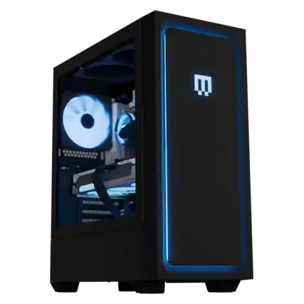 Front. MAINGEAR - Classic MG-1 | Diamond Gaming Desktop - AMD Radeon RX 9070 XT - AMD Ryzen 7 7800X3D - 32GB DDR5 - 2TB SSD Storage - RGB - Black.