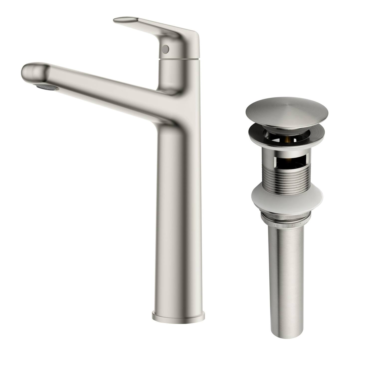 Front. Boyel Living - Brushed Nickel Single Handle Bathroom Faucet Solid Brass - Brushed Nickel.