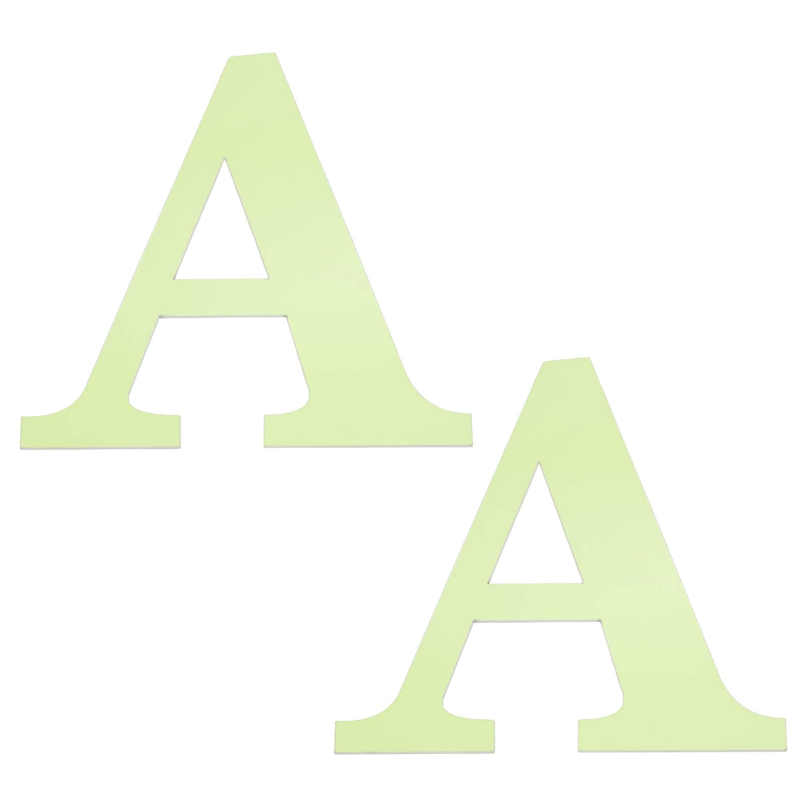 Unique Bargains - 2pcs 3D 3.9" Letter A Mirror Wall Sticker, Self-Adhesive Glow in the Dark for DIY Party Wedding Room Decoration - Green