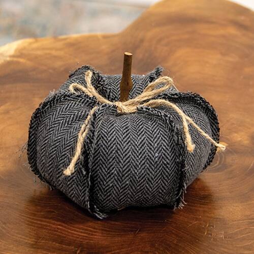 Angle. BreeBe - Dark Gray Chevron Pumpkin - 6" dia x 4"H - Dark Gray.