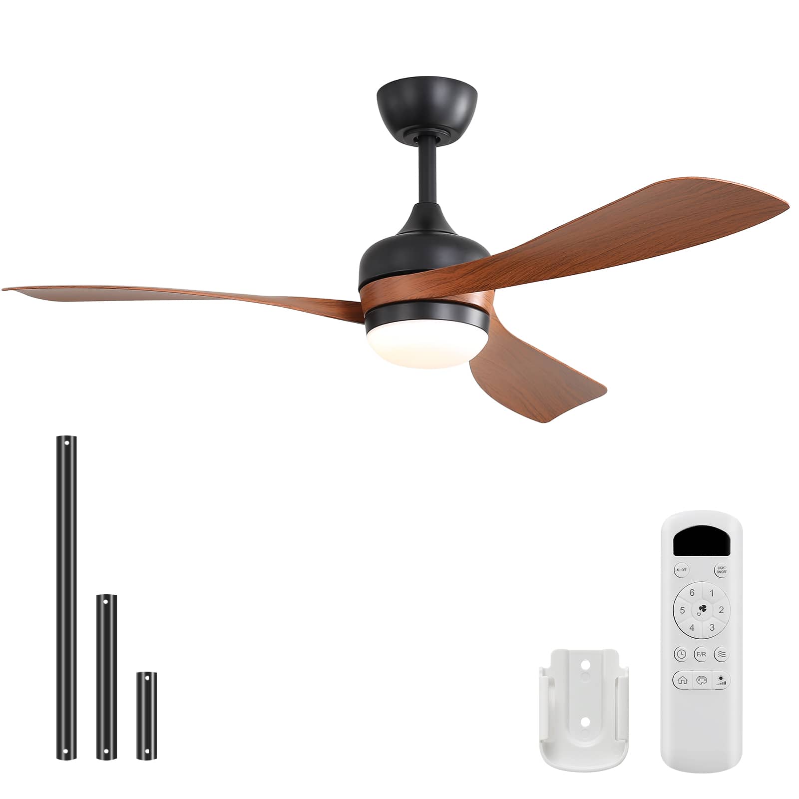 Sofucor - 52'' Ceiling Fans Light Kit Dimmable LED Quite Reversible DC Modern Indoor Outdoor Ceiling Fan for Farmhouse Bedroom - Brown