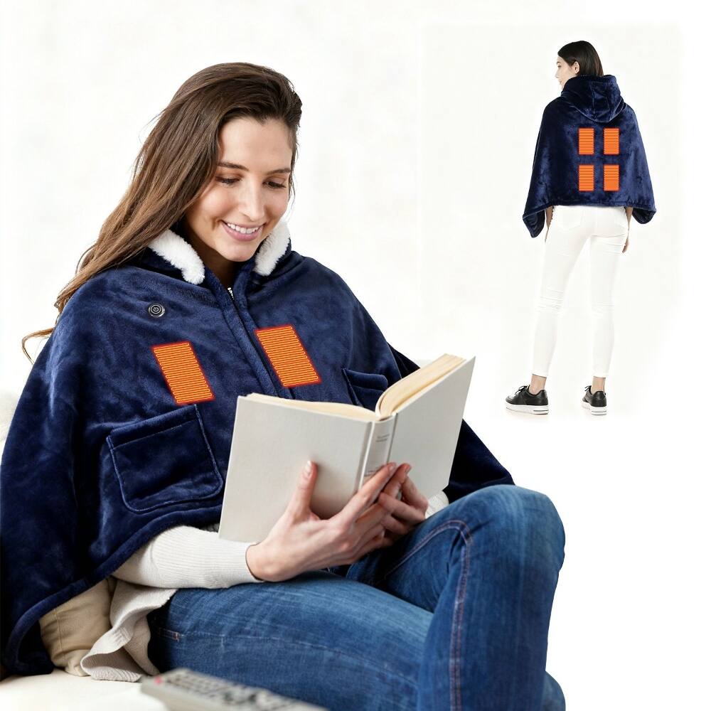 Front. Loheer - Loheer wearable heated blanket with eight warming zones 59x31in - Blue.