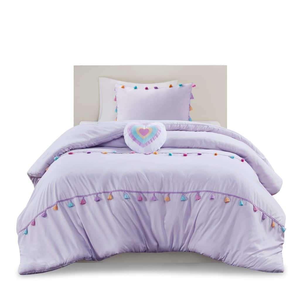 Gracie Mills - Pinnacle 4-PC Tassel Comforter Set - Lavender