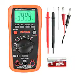 VEVOR - Digital Multimeter,4000-Count TRMS DC/AC Voltmeter Current Tester,Auto-Ranging Multimeter for Current Voltage Measurment - Orange + Black