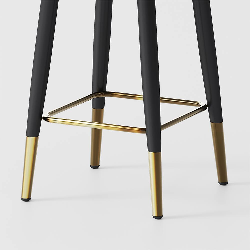 Alt View 1. POVISON - 24" Modern Counter Stools Set of 2, Leather Bar Stools with Backs, Upholstered Bar Stools, Beige Bar Stools, Blue - Blue PU Leather.