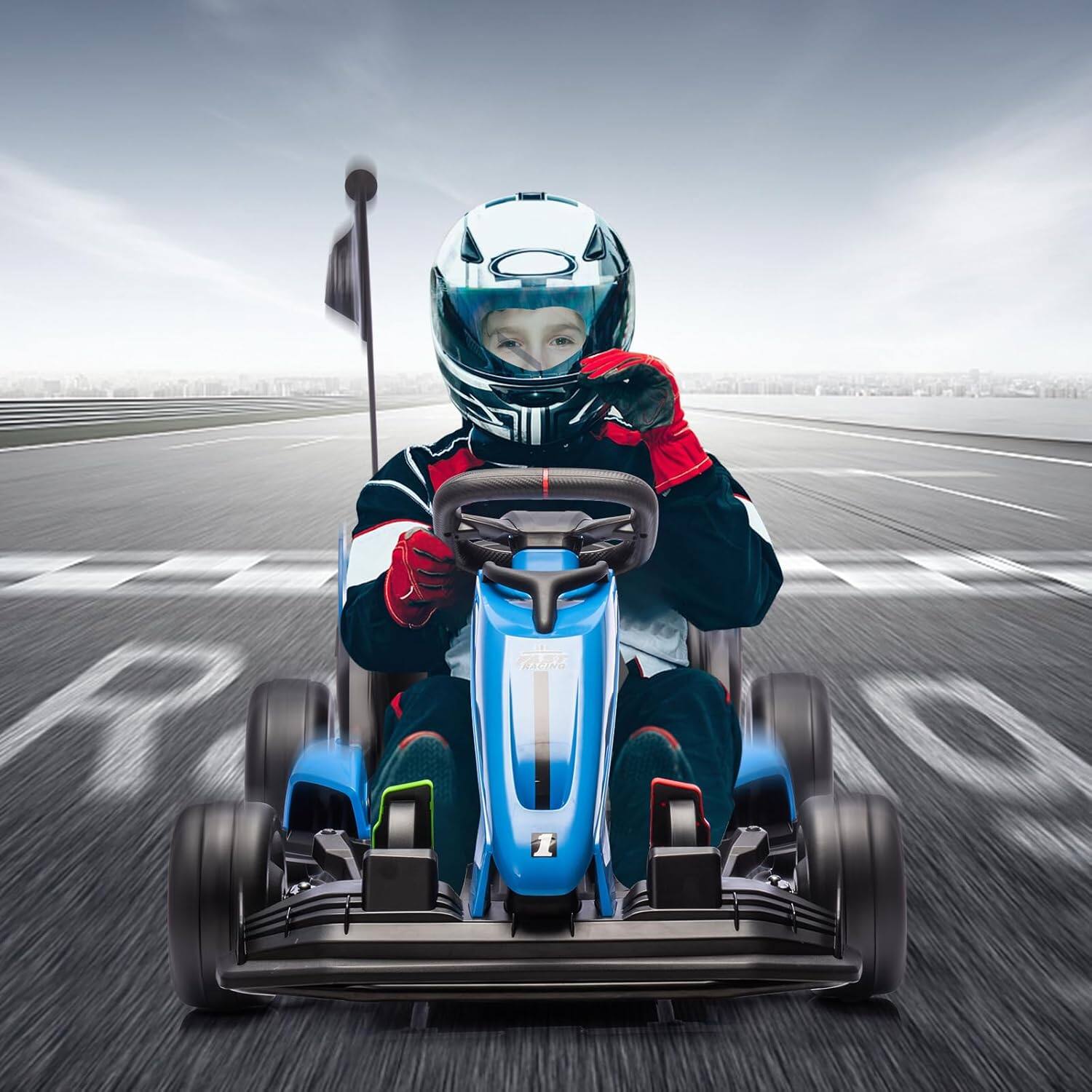 Alt View 1. GARVEE - 24V Go Kart, Electric Drift Kart Car with Adjustable Seat, Outdoor Ride On Toy with Variable Speed Mode - Blue.