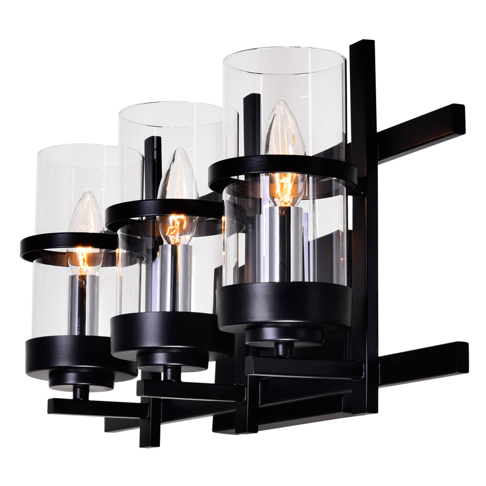 Angle. CWI Lighting - Sierra 3 Light Wall Sconce With Black Finish - Black.