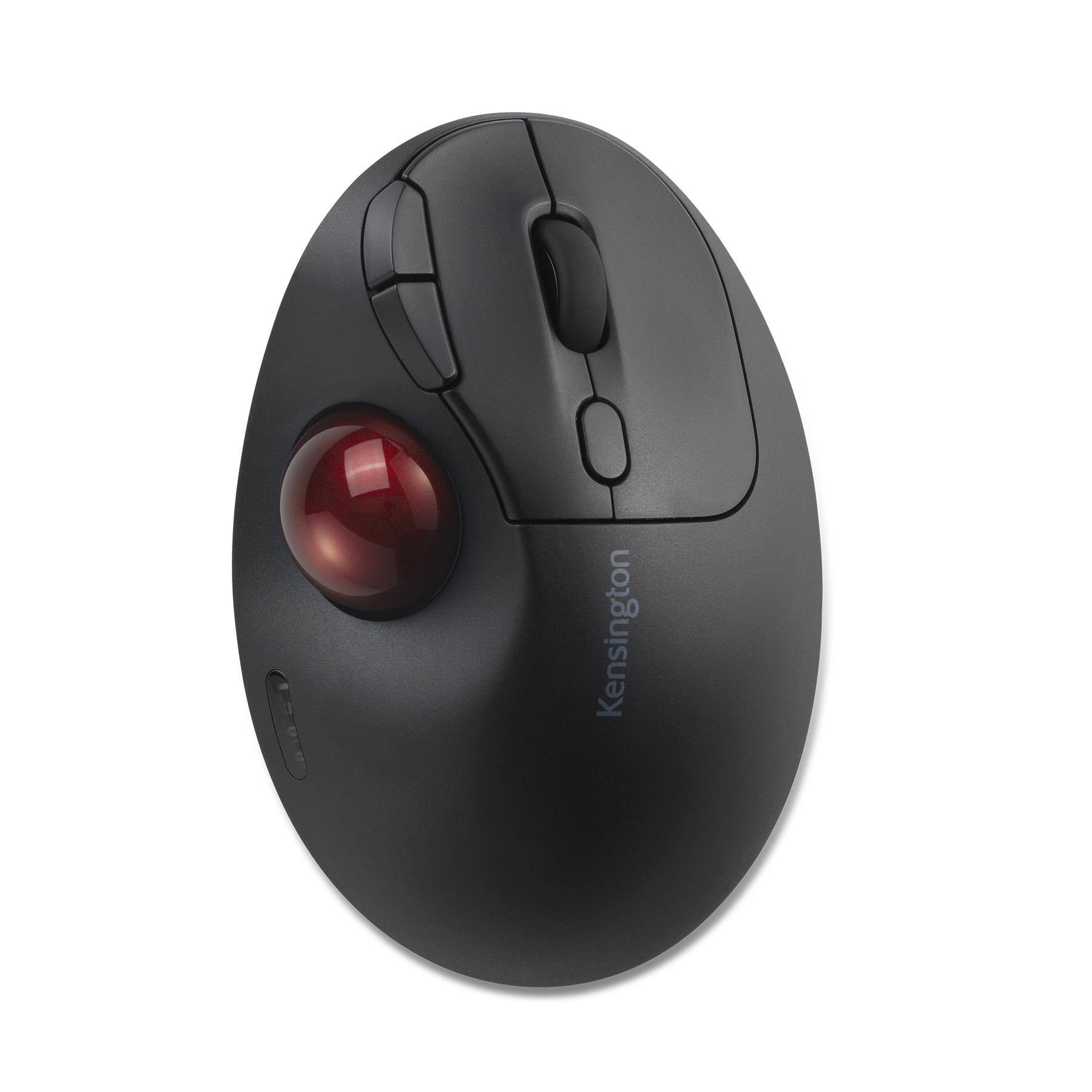 Front. Kensington - Pro Fit Ergonomic Wireless Trackball Mouse with with 45° tilt, Adjustable DPI, and Sculpted Right-Hand Design - Black/Red.