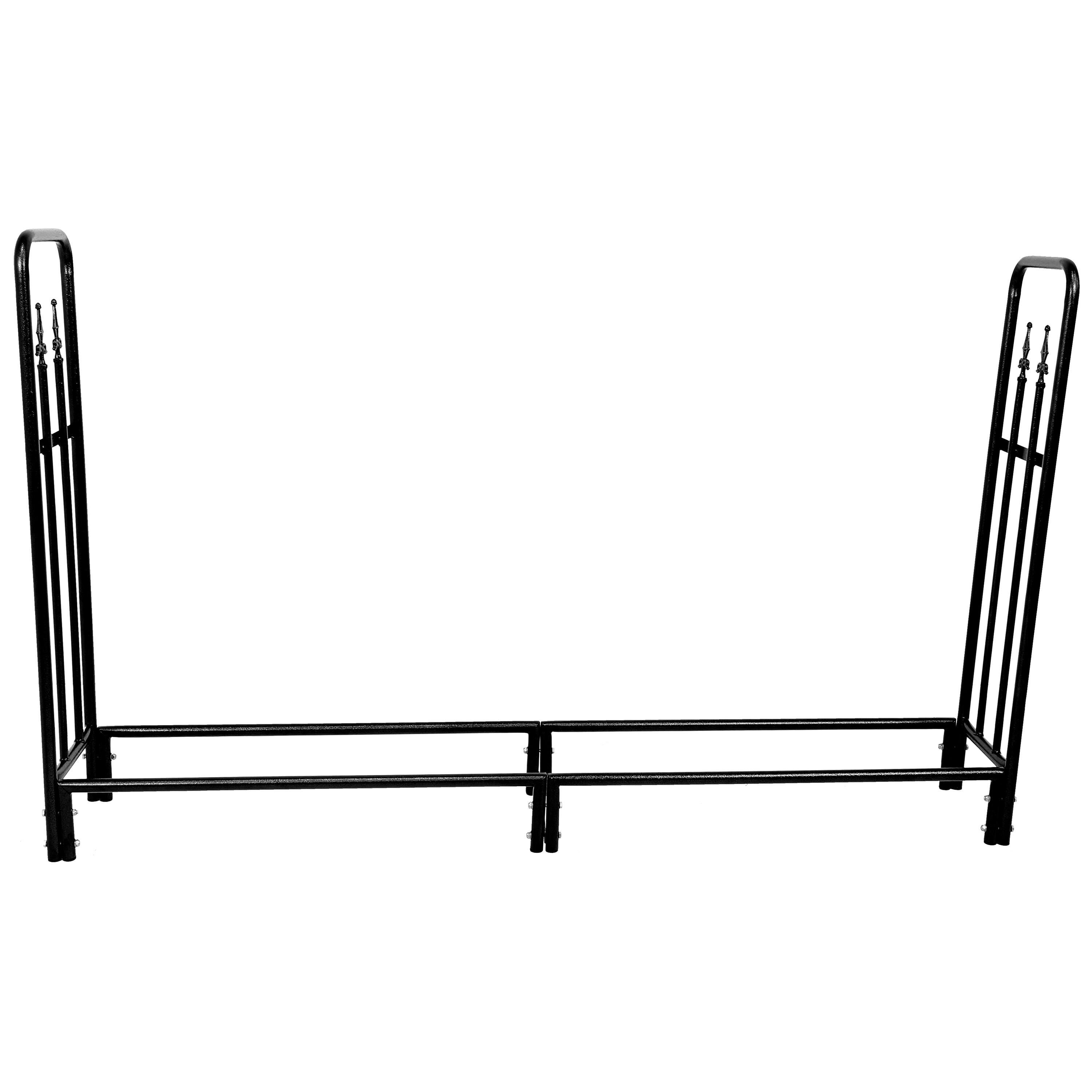 Alt View 8. Sunnydaze - 6 ft Powder-Coated Steel Firewood Log Rack with Cover - Black.