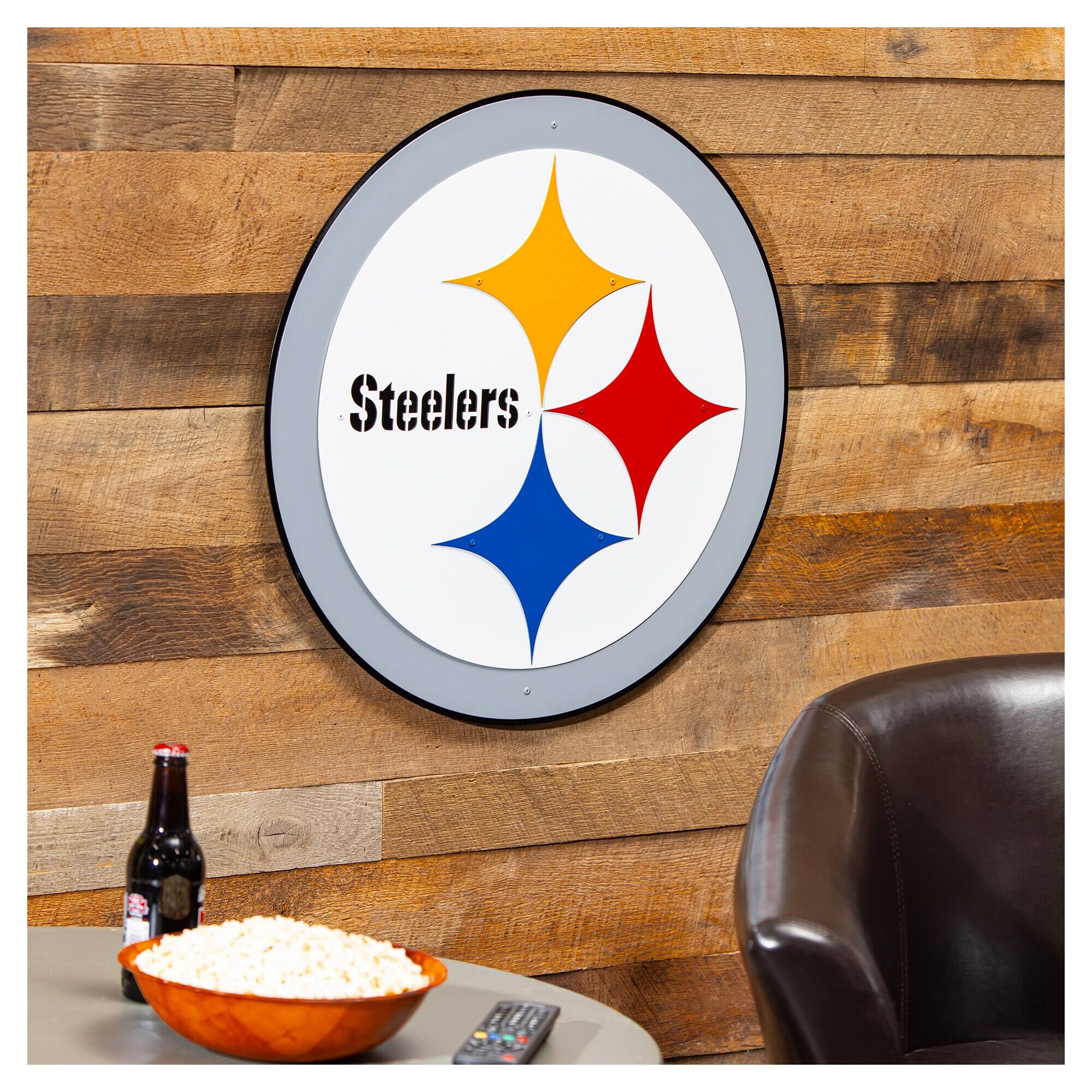 Alt View 1. Evergreen Enterprises - Pittsburgh Steelers 23" Layered Metal Wall Art Sign - Multicolor.