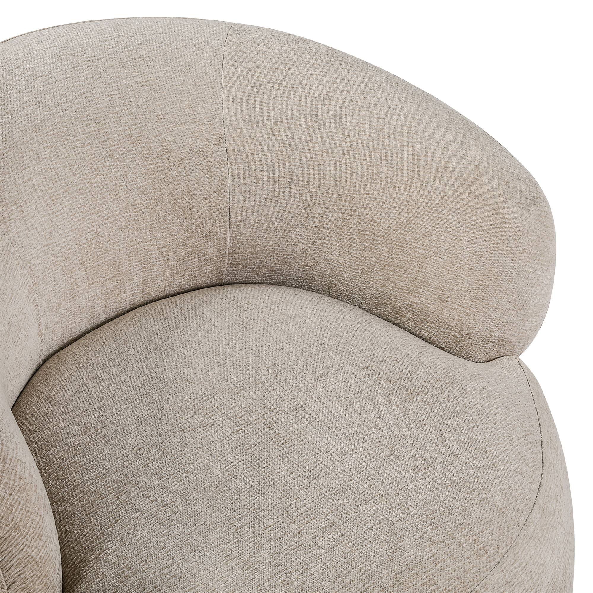 Alt View 2. Forest'nSky - Light Brown Modern Swivel Accent Chair, Round  Upholstered Barrel Chair with Plush Foam Cushion, Solid Wood Base - Light Brown.