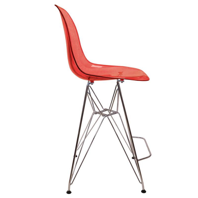 LeisureMod Cresco Modern Acrylic Barstool, Clear Swivel Counter Height ...