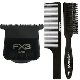 Babyliss - BaBylissPro FX3 Titanium Standard-Tooth Ultra-Thin T-Blade FX703B + Brush + Comb - Black