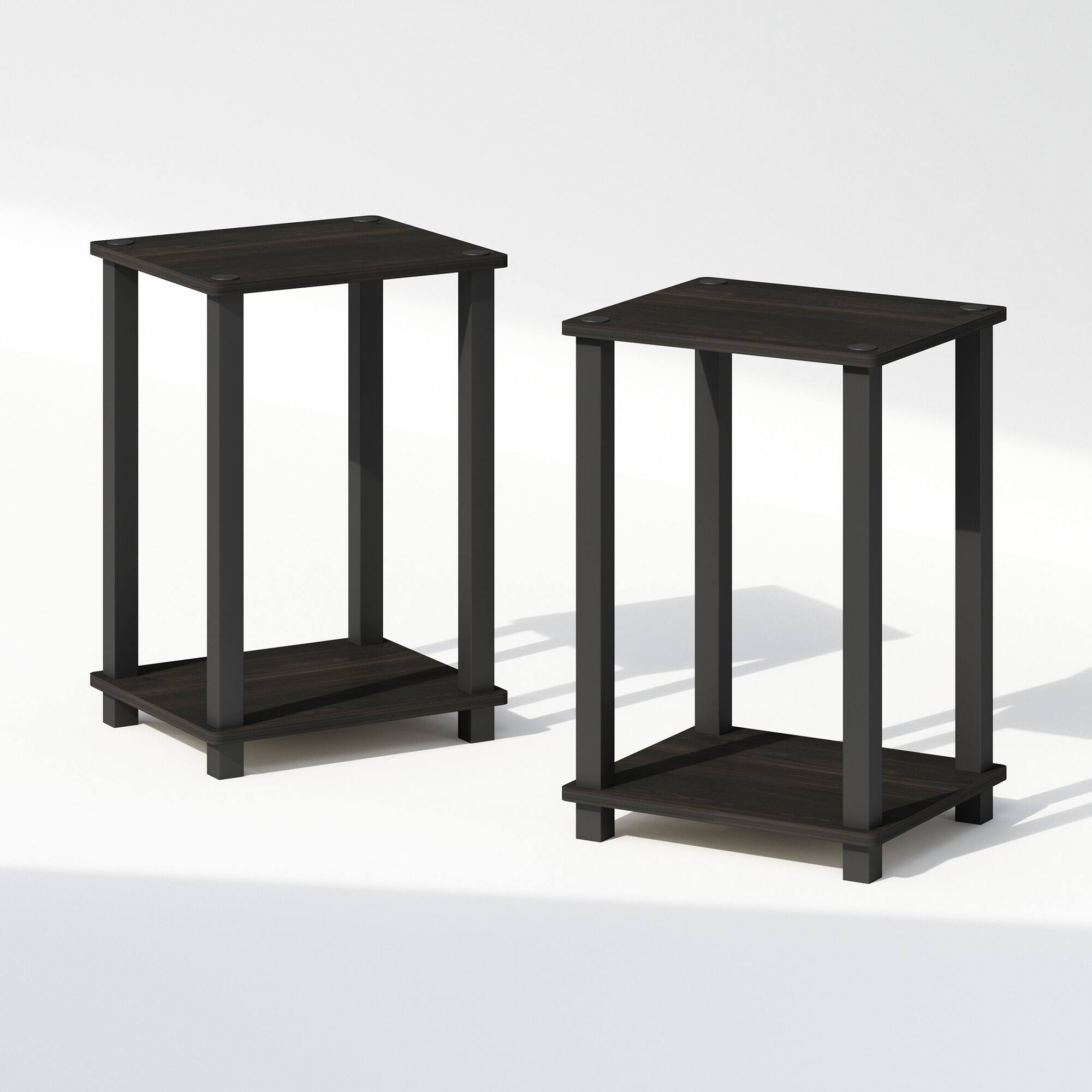 Front. Furinno - Simplistic Compact Bedside Table, Nightstand,  Set of 2 - Espresso/Black.