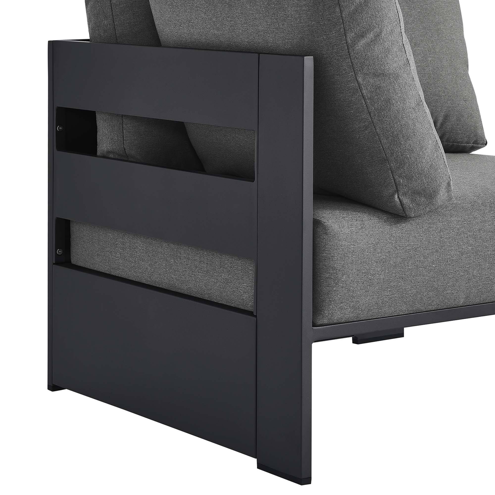 Alt View 4. Modway - Tahoe Outdoor Patio Powder-Coated Aluminum Modular Corner Chair by Modway - Gray Charcoal.