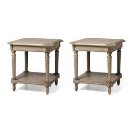 Maven Lane - Pullman Traditional Square Wooden Side Table, Antique Grey, Set of 2 - Antiqued Grey