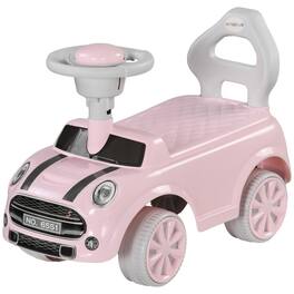 BreeBe - Qaba Toddler Ride-On Toy, Foot-to-Floor Sliding Car with Horn, Steering Wheel, Anti-Tip System, Ages 18-36 Months - Pink
