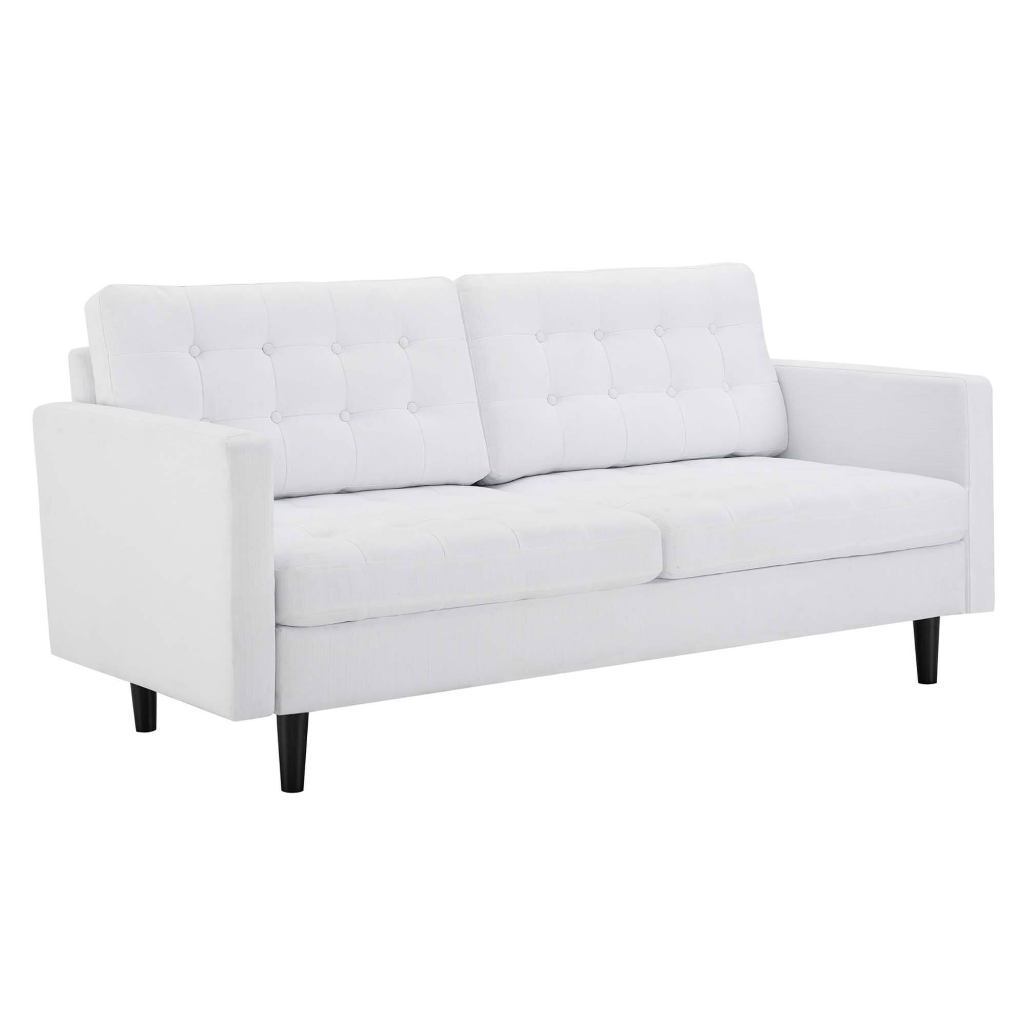 Angle. Modway - Exalt Tufted Fabric Sofa by Modway - White.