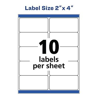 Label Size 2" x 4"  
10 labels per sheet