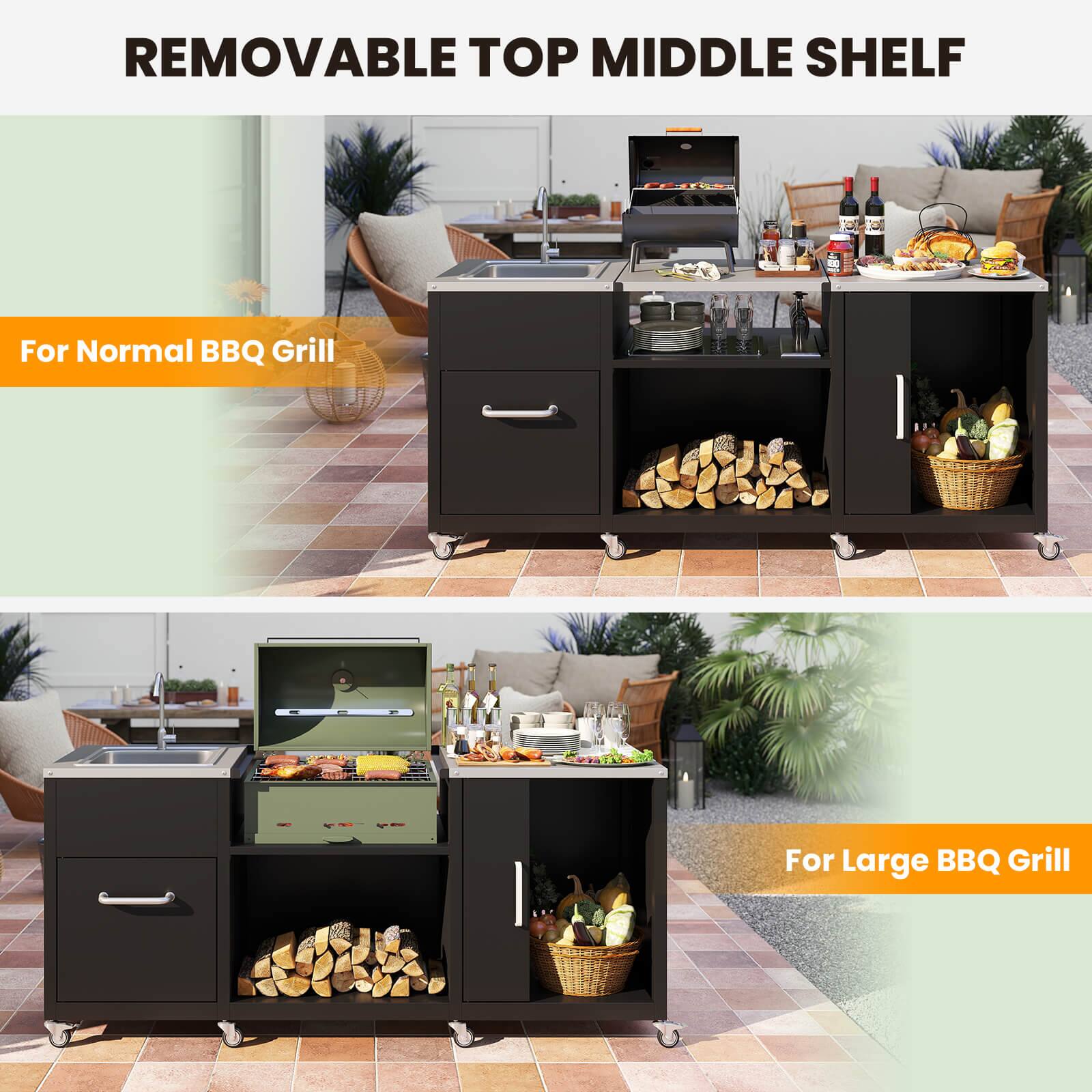 REMOVABLE TOP MIDDLE SHELF

For Normal BBQ Grill

For Large BBQ Grill