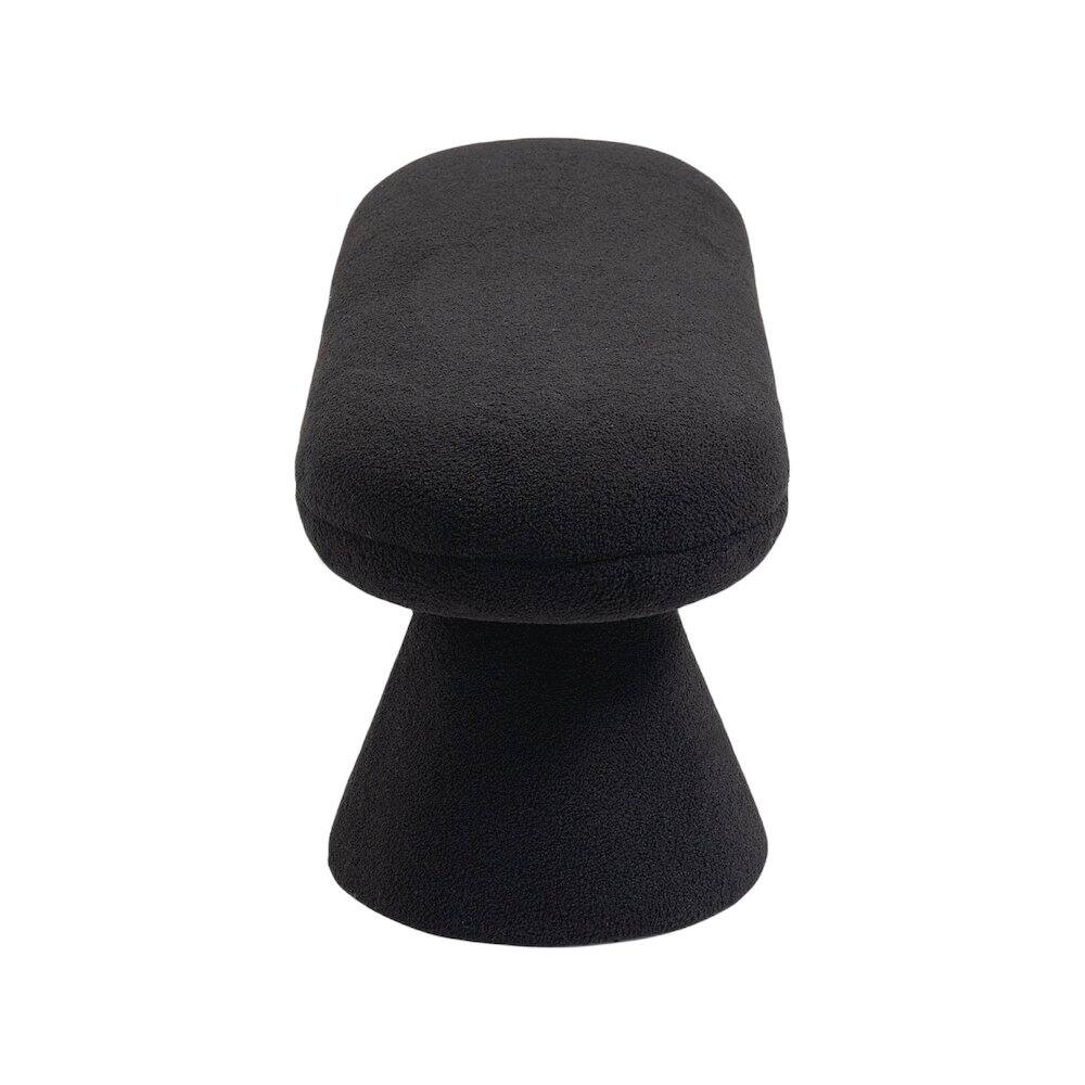 Alt View 3. Meridian Furniture - Drum Black Faux Shearling Teddy Fabric Bench - Black.