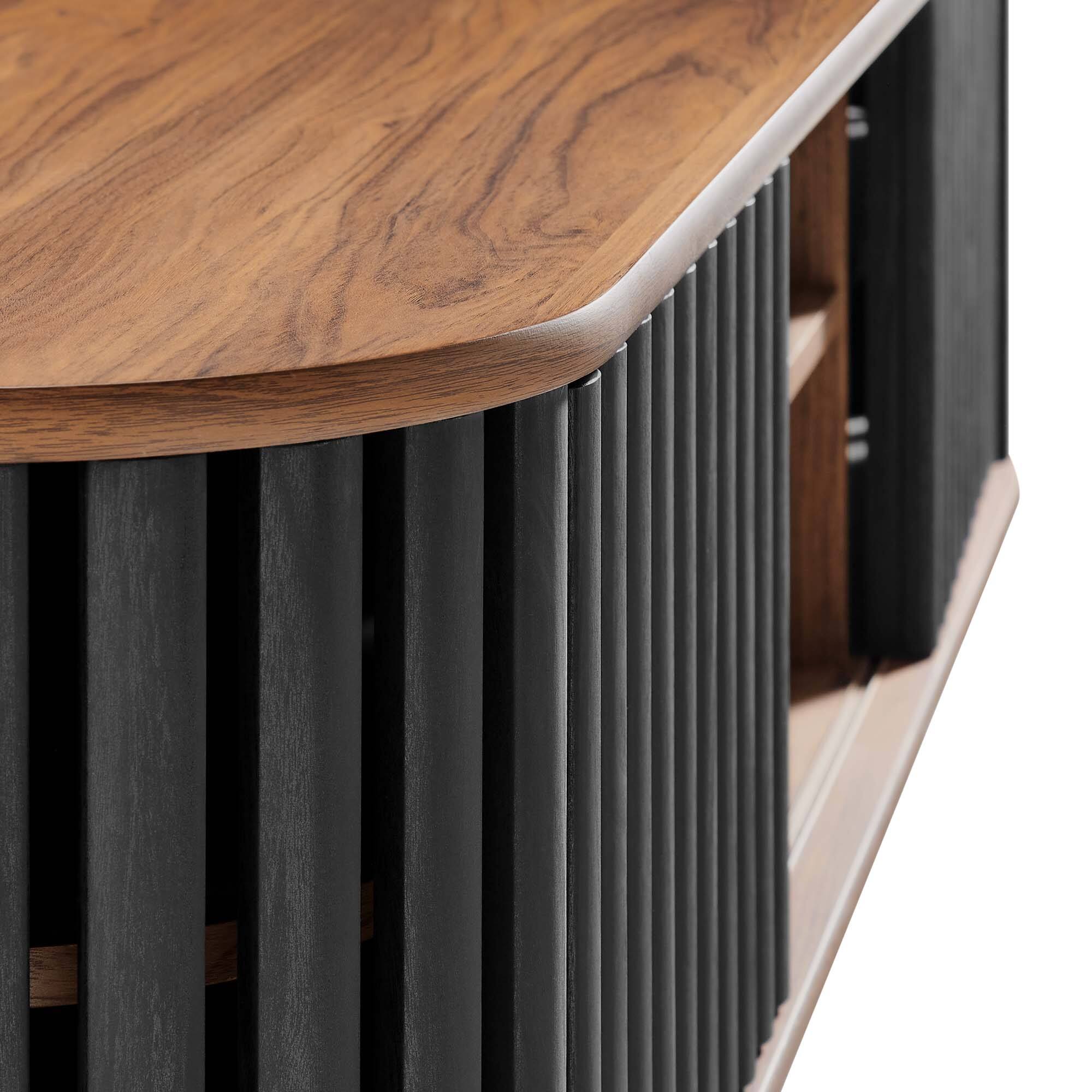 Alt View 4. Modway - Fortitude 63" Wall-Mounted TV Stand by Modway - Walnut Black.