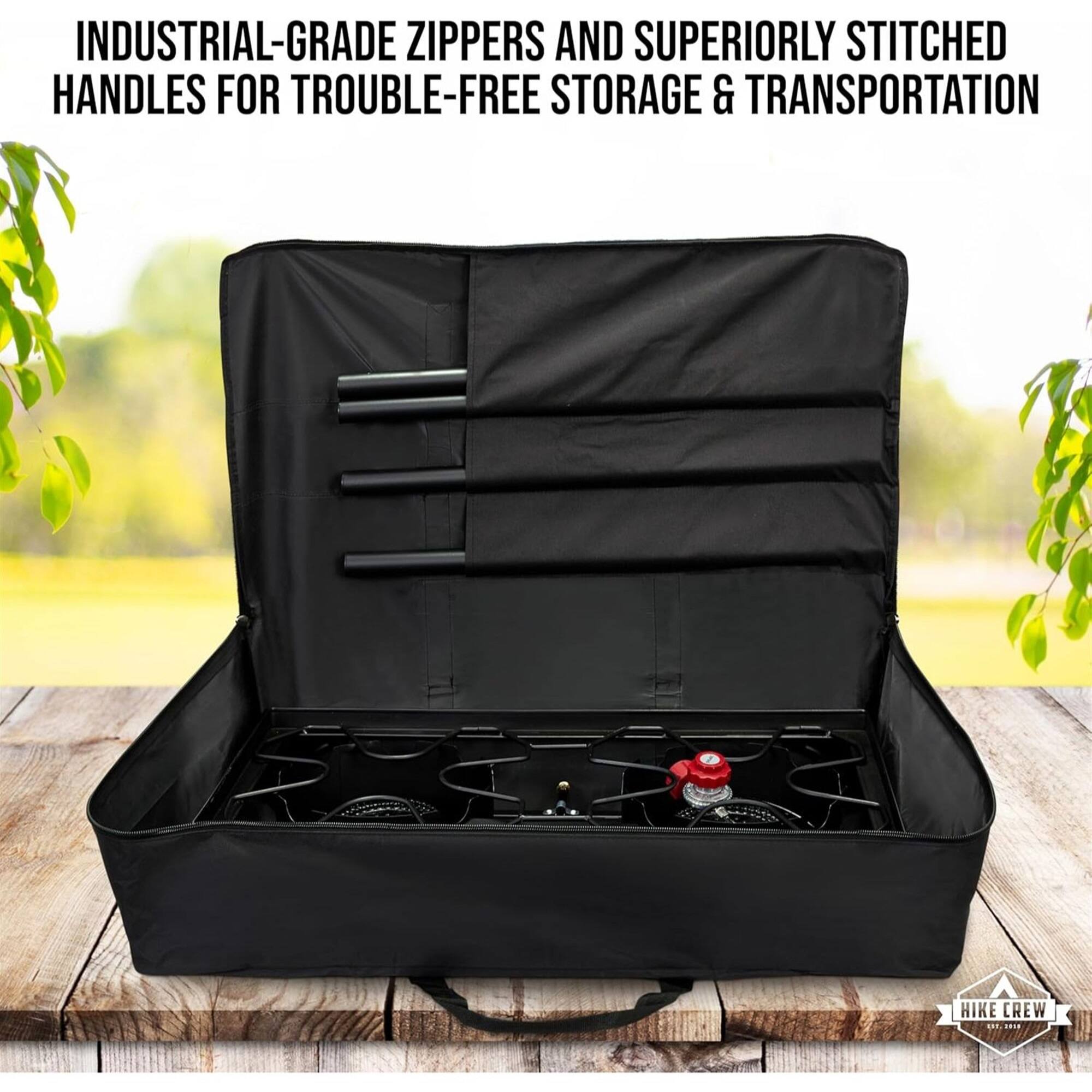 INDUSTRIAL-GRADE ZIPPERS AND SUPERIORLY STITCHED HANDLES FOR TROUBLE-FREE STORAGE & TRANSPORTATION

HIKE CREW