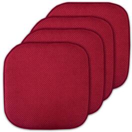 Sweet Home Collection - Honeycomb Memory Foam No Slip Back 16" x 16" Chair Pad Cushion, 4-Pack - Red