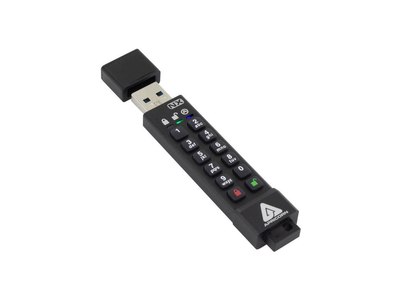 Apricorn - Apricon Aegis Secure Key 3NX 4GB - FIPS 140-2 Level 3, 256-Bit AES XTS Encrypted USB 3.1 with Keypad - Black