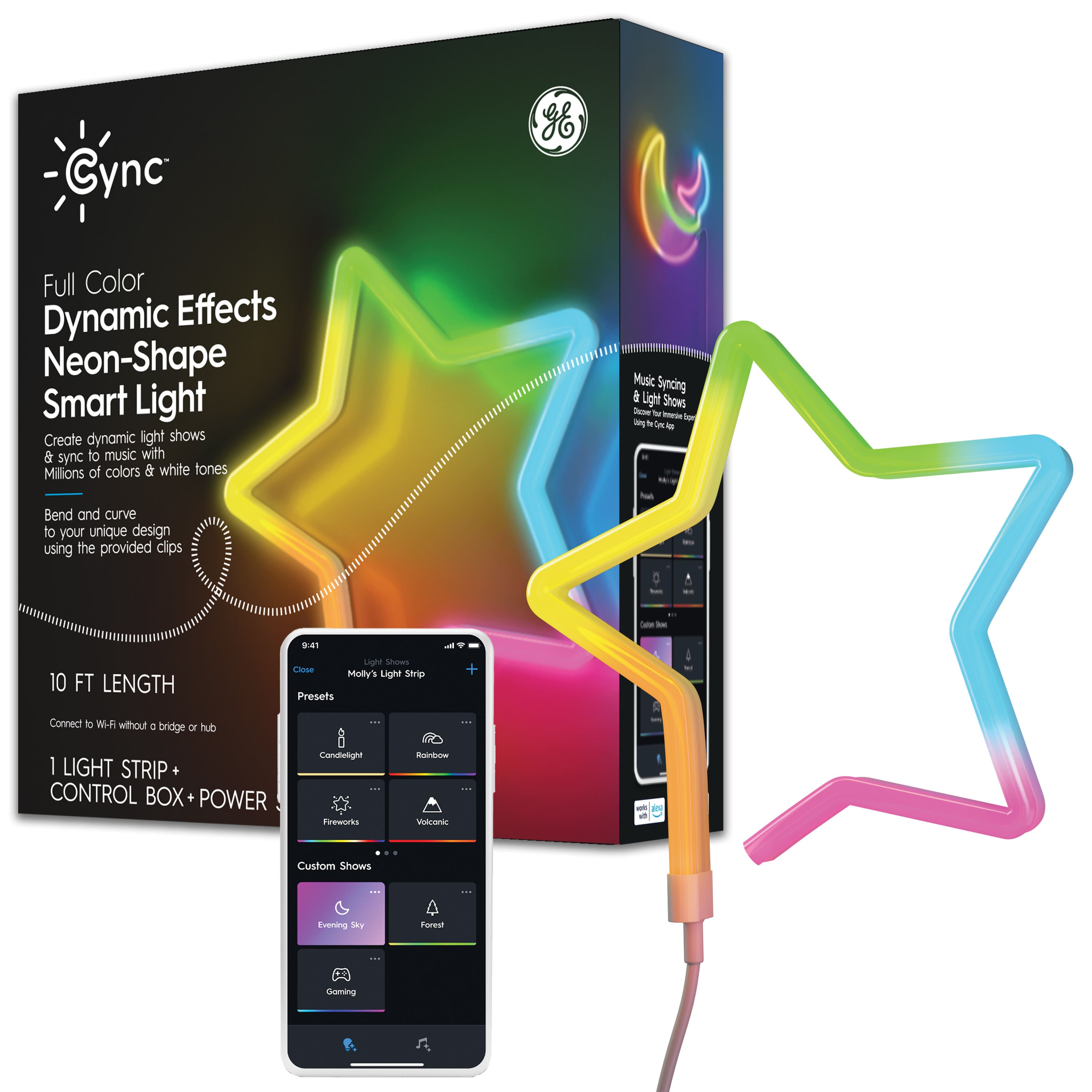 GE - Cync 10 Foot Dynamic Effects Smart LED Neon Shape Light - Color Changing - Full Color - Front_Zoom