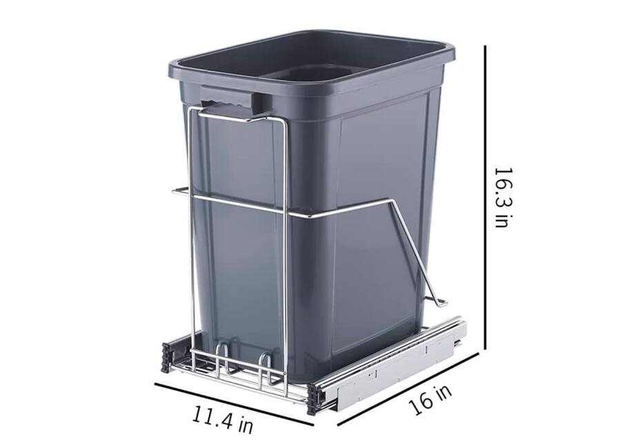 Tracy Garbage Container TRINITY PRO EcoStorage 25 Liter Sliding Trashcan Chrome TBFZ-2216 ...