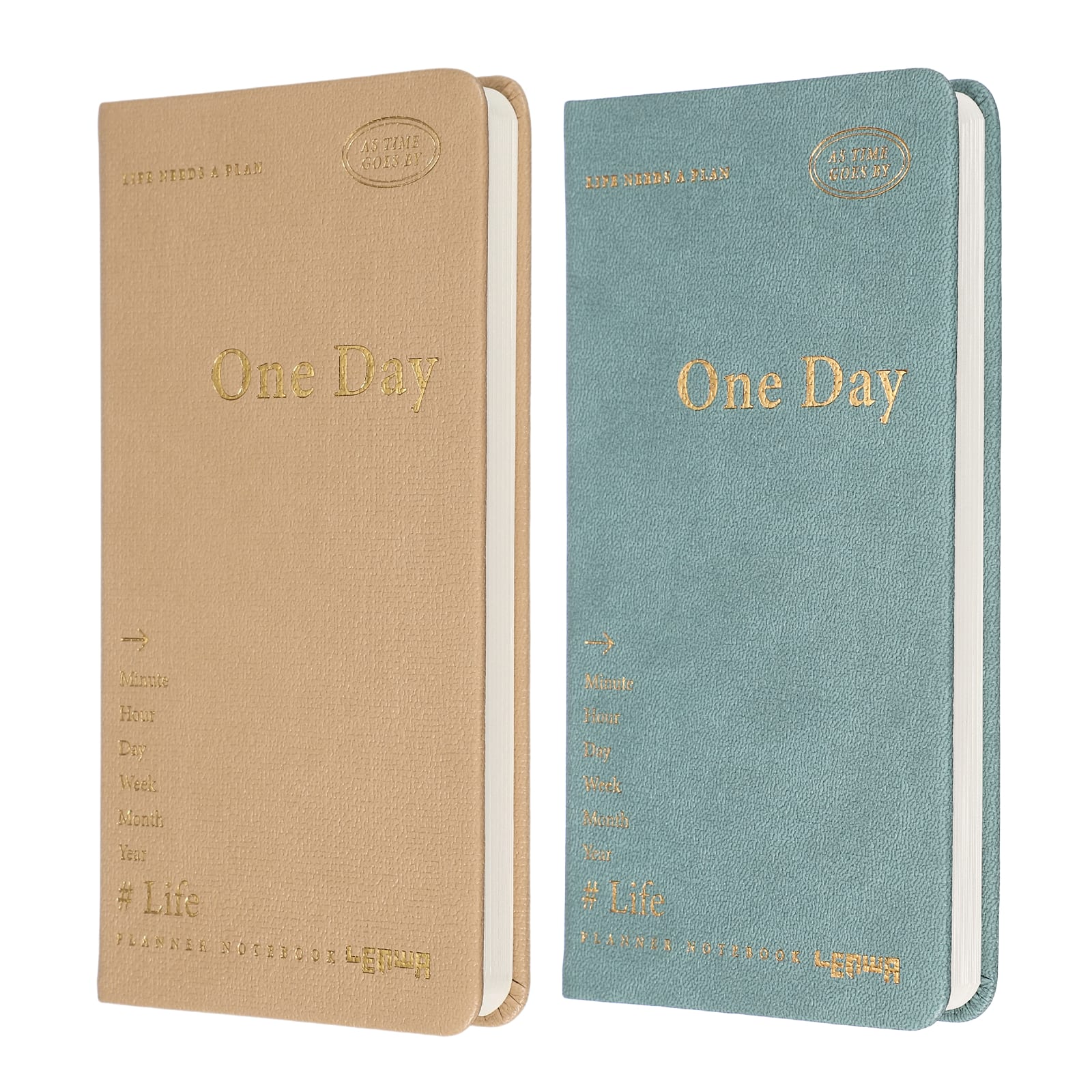 Unique Bargains - 2pcs Planner Notebook, 7x3.8 Inch 96 Sheets Undated Daily Planner Pocket To Do List Weekly Goals Office/Home - Green, Brown