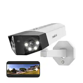 Reolink - 4K Duo 2 PoE Dual-Lens 180° Security Camera, IP67 Color Night Vision Person/Car/Pet Detection, 2-Way Audio - White