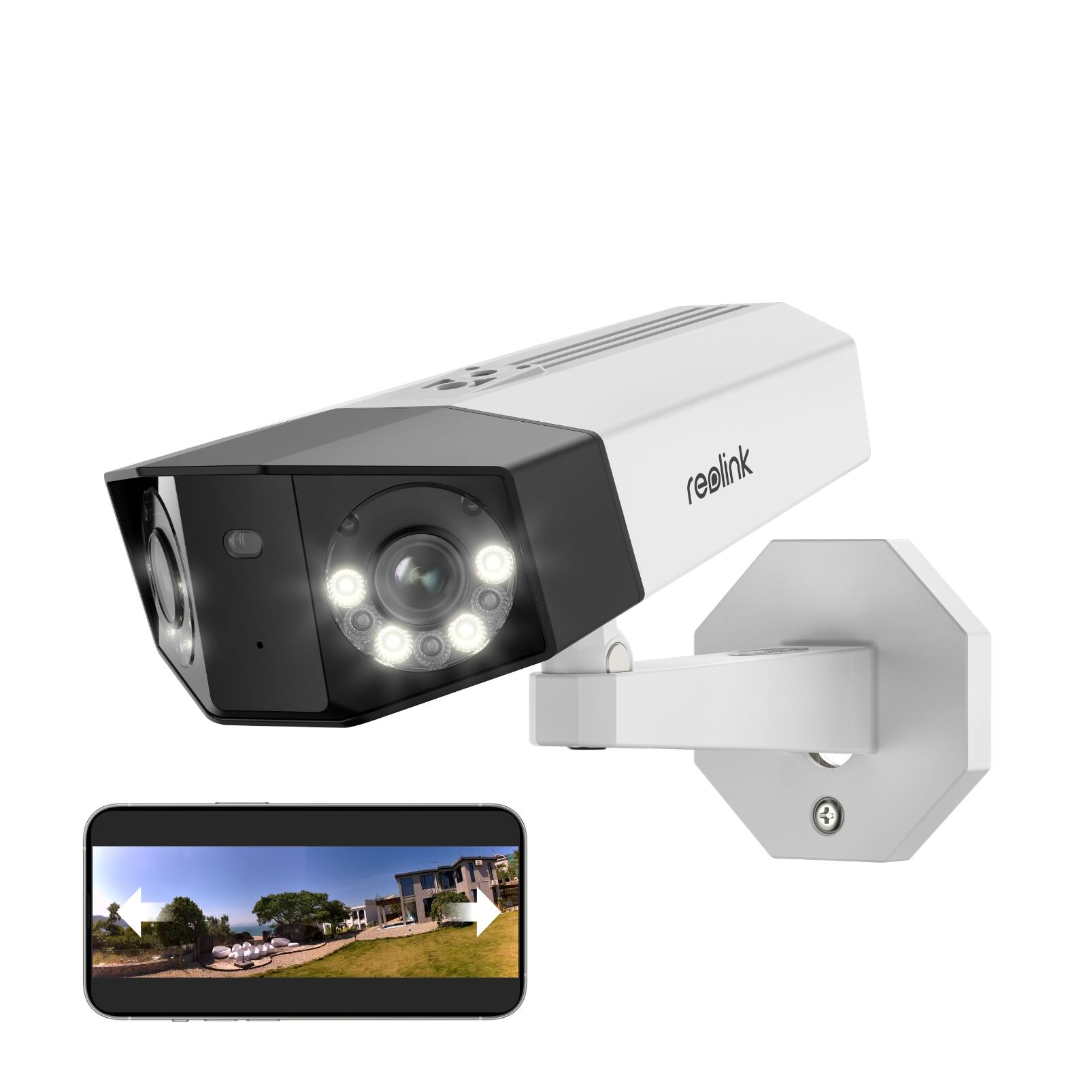 Front. Reolink - Reolink 4K Duo 2 PoE Dual-Lens 180° Security Camera, IP67 Color Night Vision Person/Car/Pet Detection, 2-Way Audio - white.