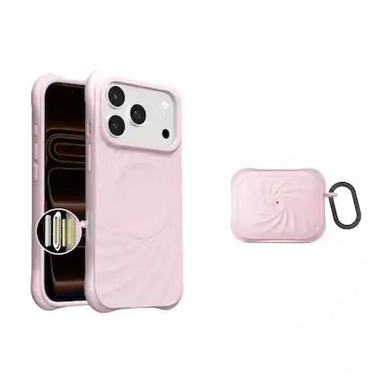 Front. Ornarto - ORNARTO Vortuxe for iPhone 17 Pro Max Case 6.9" and for AirPods Pro 3 Case in Pink - Pink.