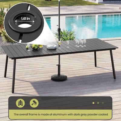 1.61 in

The overall frame is made of aluminum with dark gray powder coated