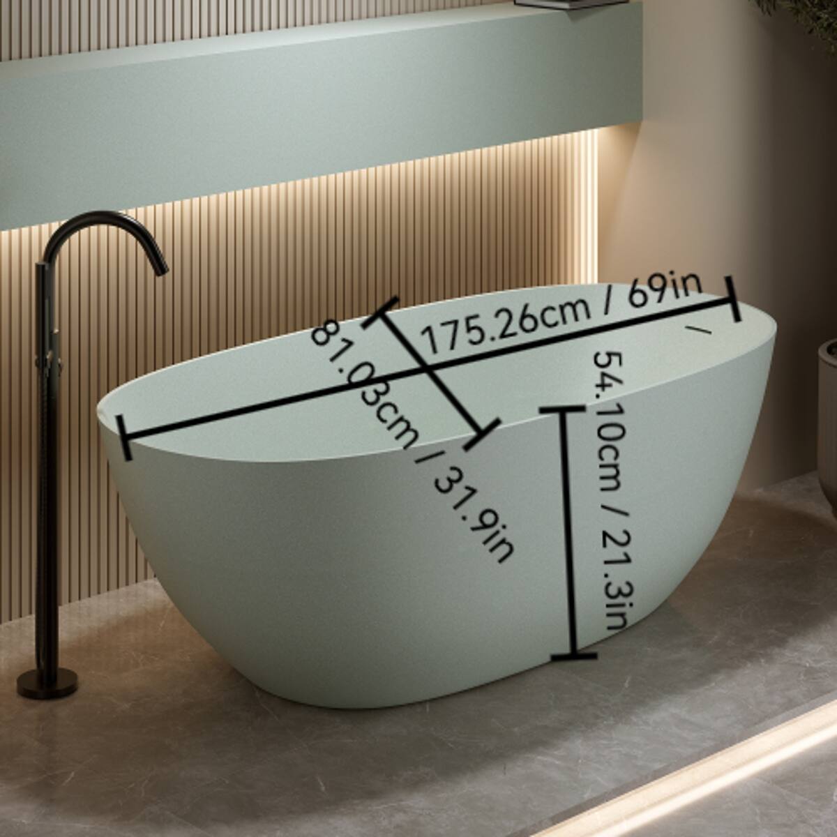 69in / 175.26cm  
81.03cm / 31.9in  
54.10cm / 21.3in  
40cm / 21.3in